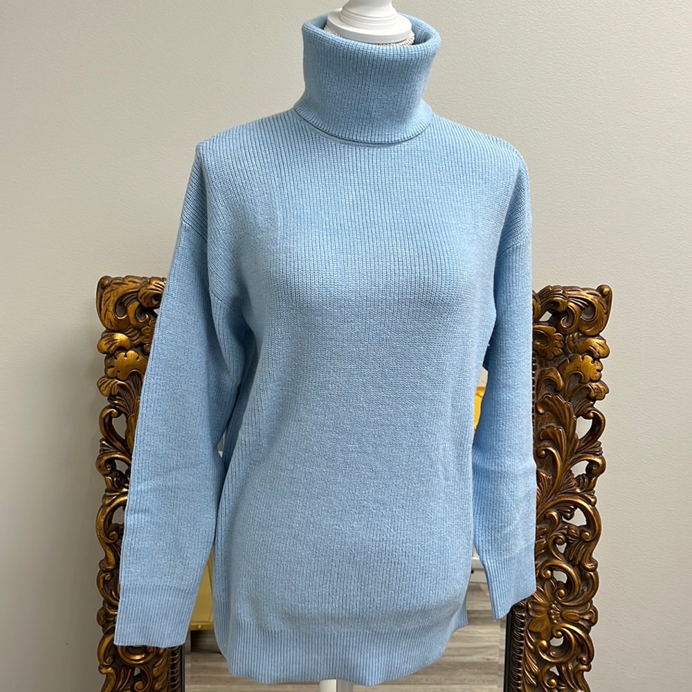 Made with Love Women’s Soft Knit Light Blue Turtleneck Sweater Size M